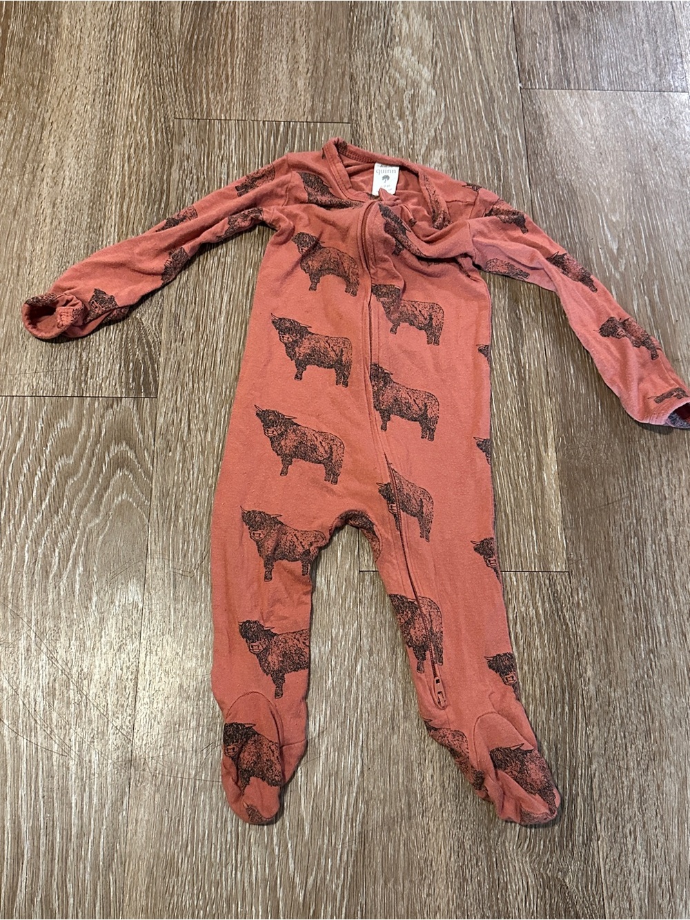 kate quinn Rust Bear-Print Footed One-Piece
